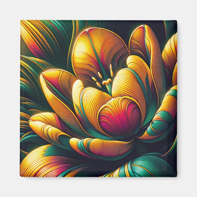 Radiant Abstract Tulip Bloom Magnet (Front)