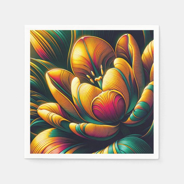 Radiant Abstract Tulip Bloom Napkin (Front)