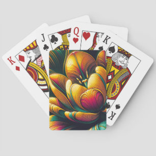 Radiant Abstract Tulip Bloom Playing Cards