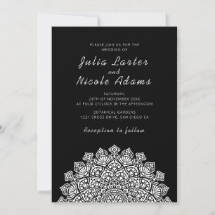 Radiant Airy Crescent Moon Mandala Wedding Invitation