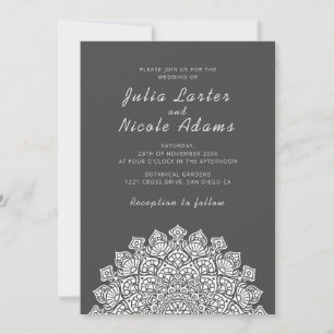 Radiant Airy Crescent Moon Mandala Wedding Invitation