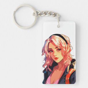 Radiant Anime Girl: Beautiful Manga Art Key Ring
