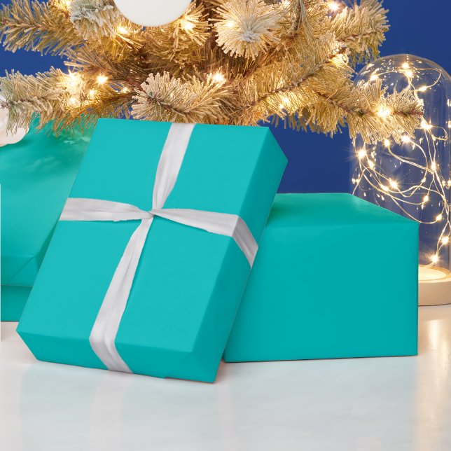Radiant Aquamarine Colour. Glowing Blue Turquoise Wrapping Paper (Holidays)