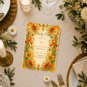 Radiant Art Nouveau Botanical Romance Wedding RSVP Card