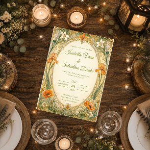 Radiant Art Nouveau Garden Romance Wedding Invitation