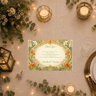 Radiant Art Nouveau Garden Romance Wedding Thank You Card