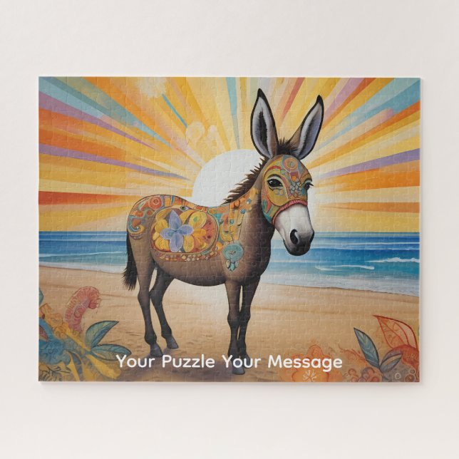 Radiant beach donkey portrait jigsaw puzzle (Horizontal)