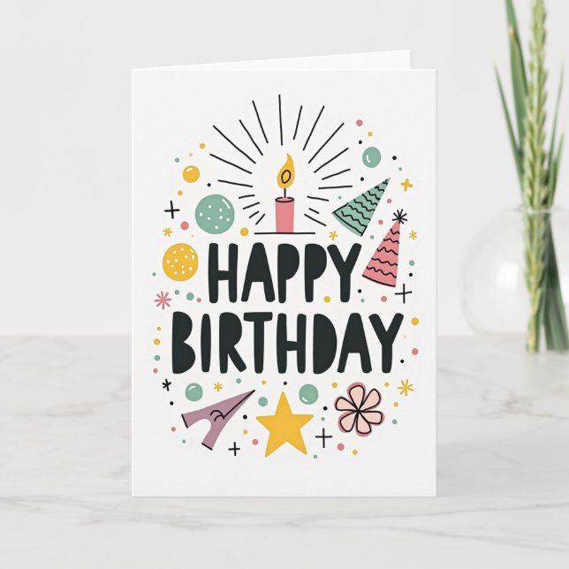 Radiant Birthday Celebration Card (Front)