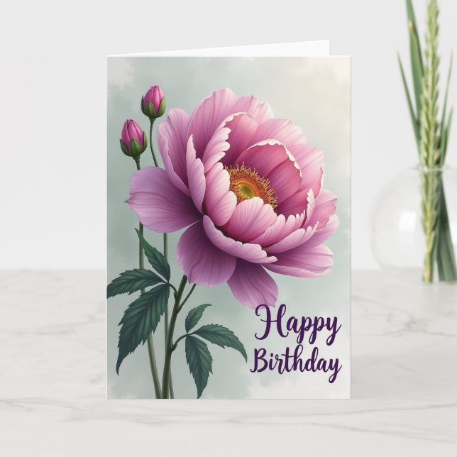 Radiant Birthday Flower Card (Front)
