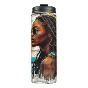 Radiant black girl magic melanin brown skin girl thermal tumbler