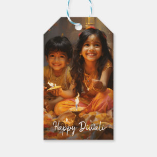 Radiant Blessings: Diwali Joy with Hindu Children Gift Tags