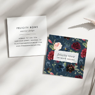 Radiant Bloom Botanical Pattern Square Business Card
