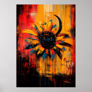 Radiant Bloom Contemporary Expressionist Sunflower Poster