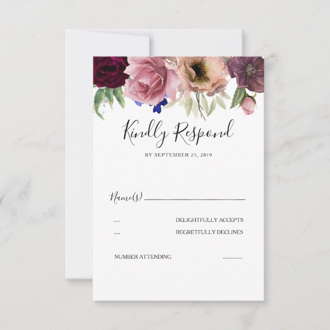 Radiant Bloom Elegant Floral Wedding RSVP (Front)