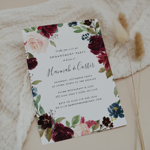 Radiant Bloom Floral Engagement Party Invitation
