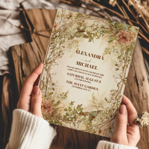 Radiant Bloom Floral Frame Wedding Invitation