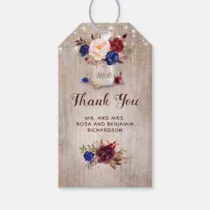 Radiant Bloom Floral Mason Jar Rustic Wedding Gift Tags