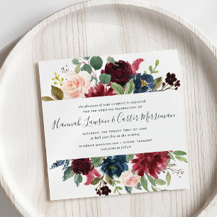 Radiant Bloom Floral Wedding Invitation   Square