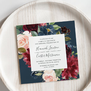 Radiant Bloom Frame Wedding Invitation   Square