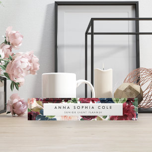 Radiant Bloom Modern Watercolor Floral Nameplate