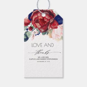 Radiant Bloom Navy Blue and Burgundy Floral Gift Tags