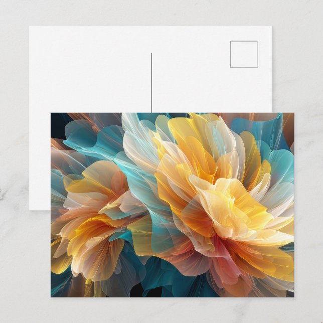 Radiant Bloom of Ethereal Petals in Light Postcard (Front/Back)