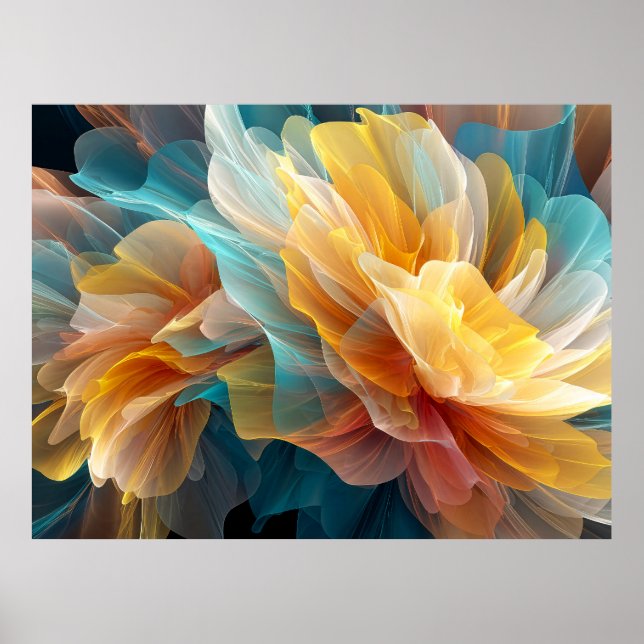 Radiant Bloom of Ethereal Petals in Light Poster (Front)