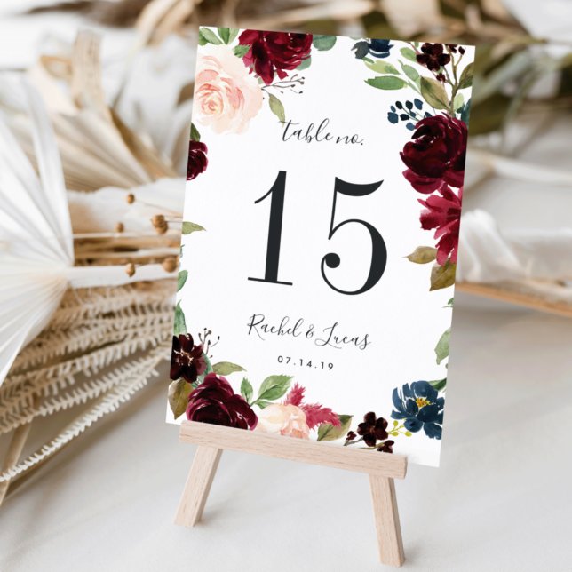 Radiant Bloom | Personalised Table Number Card (Creator Uploaded)