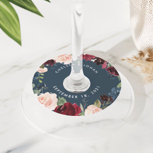 Radiant Bloom Personalised Wedding Wine Glass Tag