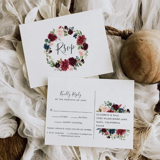 Radiant Bloom RSVP Postcard with Meal Choice (Creator Uploaded)