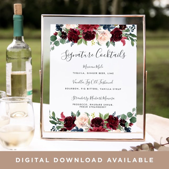 Radiant Bloom Signature Cocktail Menu Sign (Creator Uploaded)