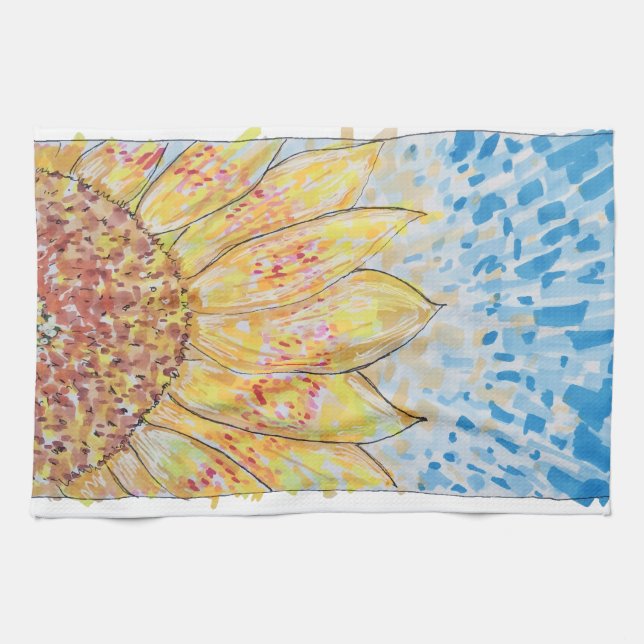 Radiant Bloom Sunflower Tea Towel (Horizontal)