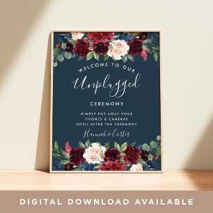 Radiant Bloom Unplugged Wedding Ceremony Sign
