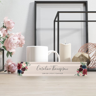 Radiant Bloom Watercolor Floral Nameplate