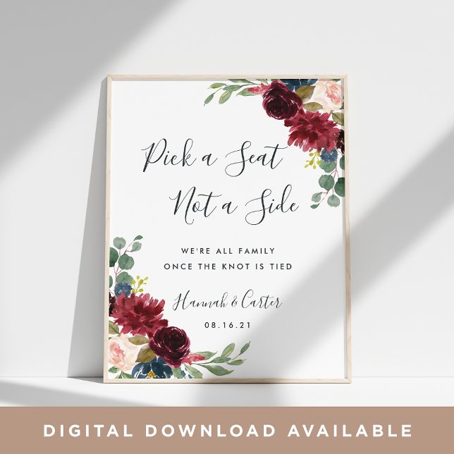 Radiant Bloom Wedding Ceremony Seating Poster (Creator Uploaded)