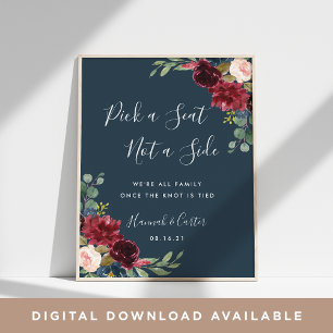 Radiant Bloom Wedding Ceremony Seating Poster