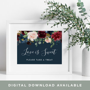 Radiant Bloom Wedding Dessert Bar Sign   Navy