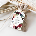 Radiant Bloom | Wedding Favour Gift Tags<br><div class="desc">Attach these elegant botanical tags to your wedding favours to say thank you to guests in chic style. White tags feature a geometric border of lush watercolor flowers in jewel tones, framing "love and thanks" and your names and wedding date in off-black. All text is editable for ultimate customisation. Designed...</div>
