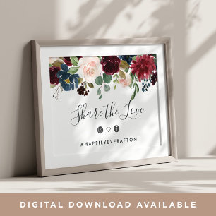 Radiant Bloom Wedding Hashtag Sign