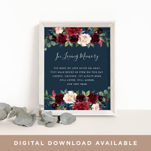 Radiant Bloom Wedding Memorial Sign Navy