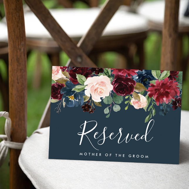 Radiant Bloom Wedding Reserved Sign | Navy Invitation (Creator Uploaded)