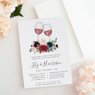 Radiant Bloom Wine Tasting Rehearsal Dinner Invitation