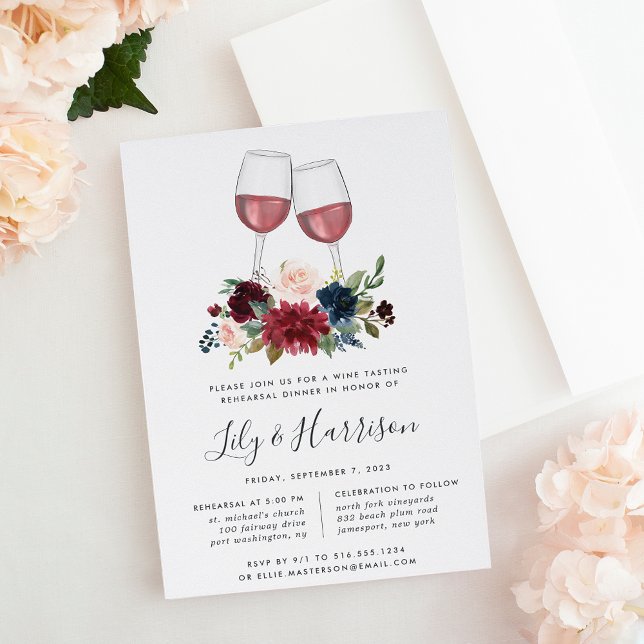 Radiant Bloom Wine Tasting Rehearsal Dinner Invitation (Creator Uploaded)