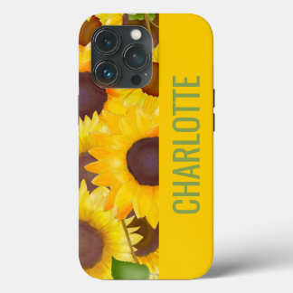 Radiant Blooms: Personalised Yellow Sunflower iPhone 13 Pro Case