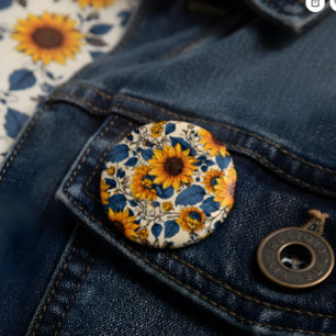 Radiant Blooms: Sunflowers Pattern Artwork 3 Cm Round Badge