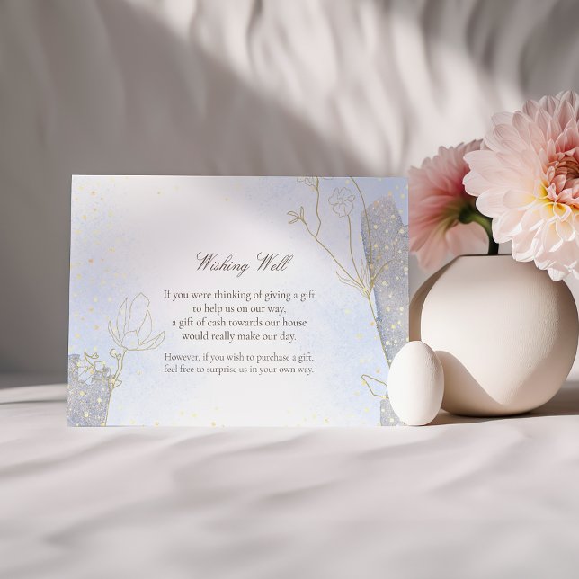 Radiant Blue Botanical Wishing Well Wedding Enclosure Card (Creator Uploaded)