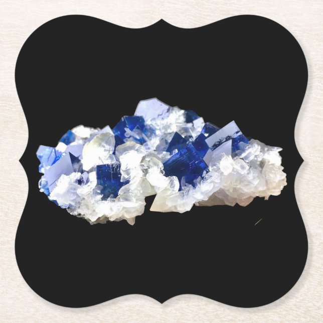 Radiant Blue Fluorite Crystal Clarity Focus Energy Paper Coaster (Front)