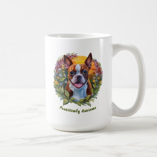 Radiant Boston Terrier Mug, Gili's Cute Animals Coffee Mug (Right)