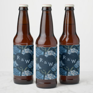 Radiant Carnation Flower Retro Wedding Beer Bottle Label