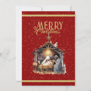 Radiant Christmas Greetings: Gold, Red & Silver  Holiday Card